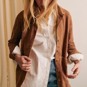 Sezane Will Jacket Camel Brown Suede
